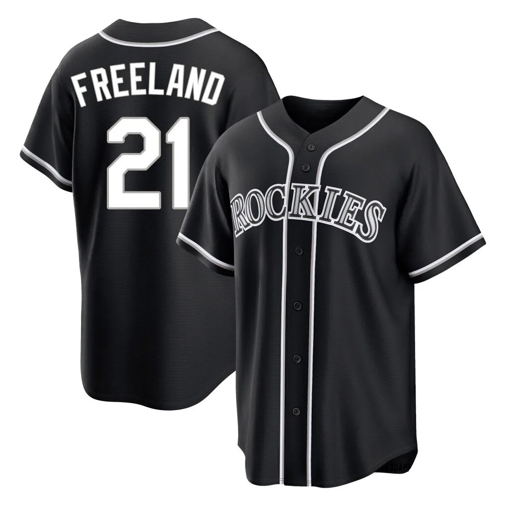 Johmsee C.Rockies #21 Kyle Freeland Player Black Fashion Out Home Game Stitched Jerseys