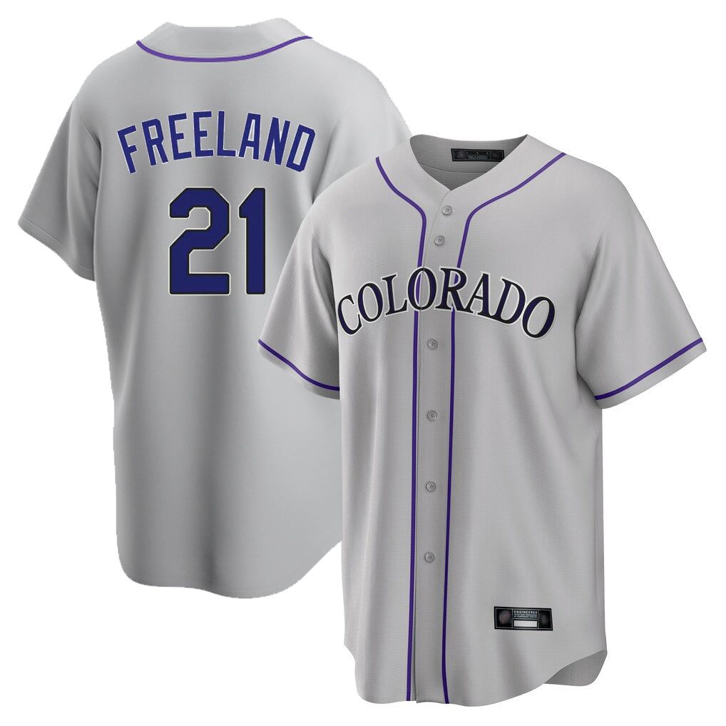 Johmsee C.Rockies #21 Kyle Freeland Player Gray Game Home Stitched Jerseys
