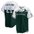 Johmsee C.Rockies #21 Kyle Freeland Player Green City Connect Home Game Stitched Jerseys