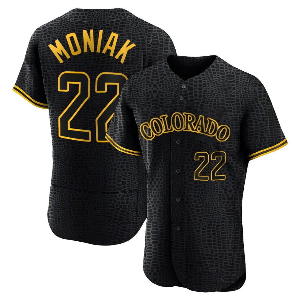 Johmsee C.Rockies #22 Mickey Moniak Player Black Snake Skin City Limited Elite Home Stitched Jerseys