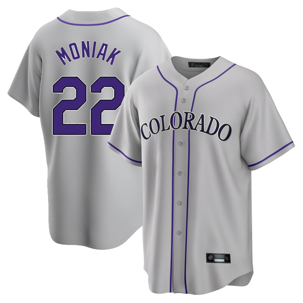 Johmsee C.Rockies #22 Mickey Moniak Player Gray Game Home Stitched Jerseys