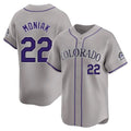 Johmsee C.Rockies #22 Mickey Moniak Player Gray Limited Home Stitched Jerseys