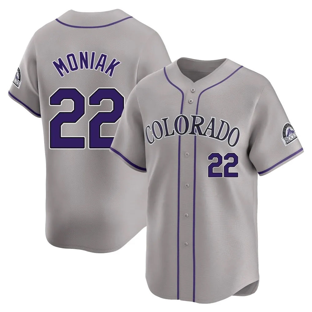 Johmsee C.Rockies #22 Mickey Moniak Player Gray Limited Home Stitched Jerseys