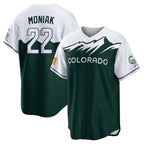 Johmsee C.Rockies #22 Mickey Moniak Player Green City Connect Home Game Stitched Jerseys