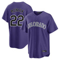 Johmsee C.Rockies #22 Mickey Moniak Player Purple Game Home Stitched Jerseys