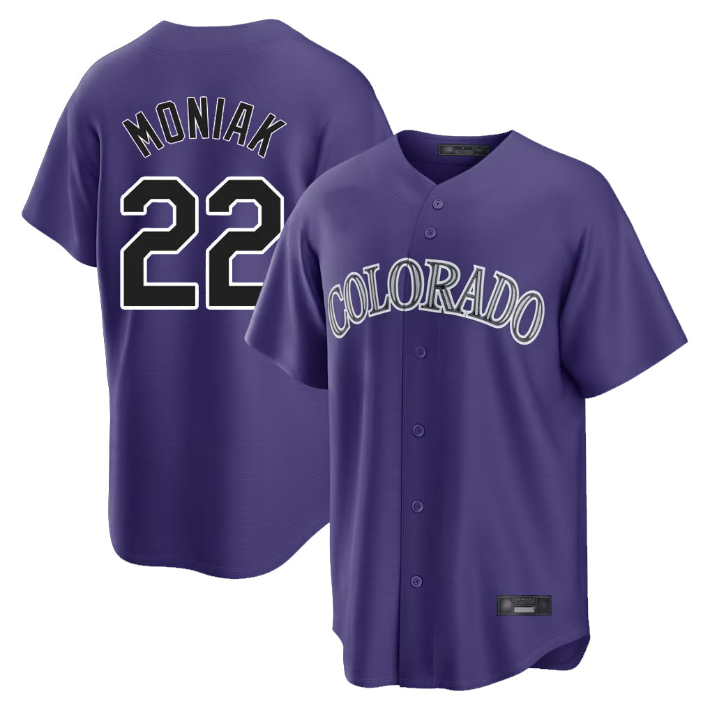 Johmsee C.Rockies #22 Mickey Moniak Player Purple Game Home Stitched Jerseys