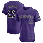 Johmsee C.Rockies #22 Mickey Moniak Player Purple Limited Elite Home Stitched Jerseys