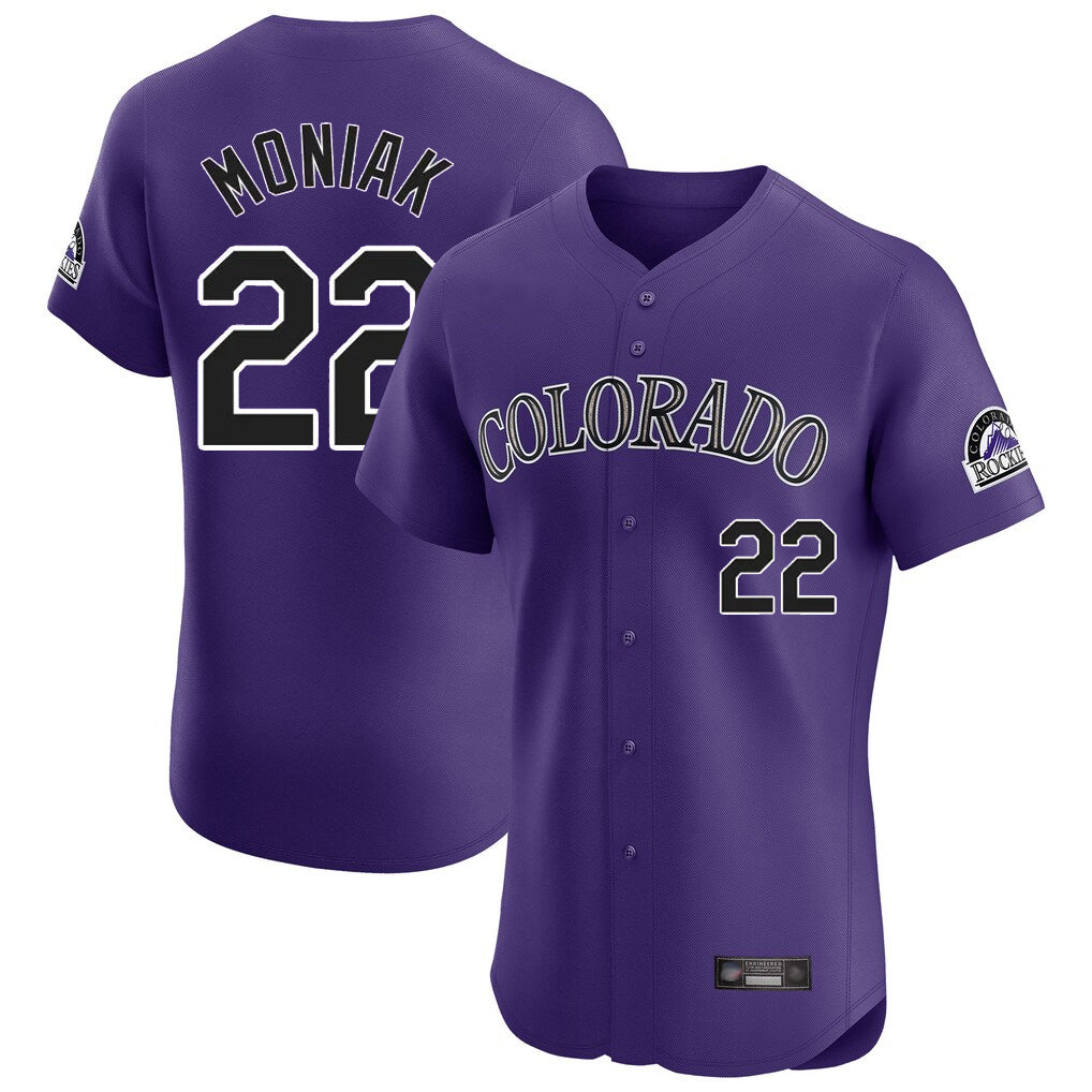 Johmsee C.Rockies #22 Mickey Moniak Player Purple Limited Elite Home Stitched Jerseys