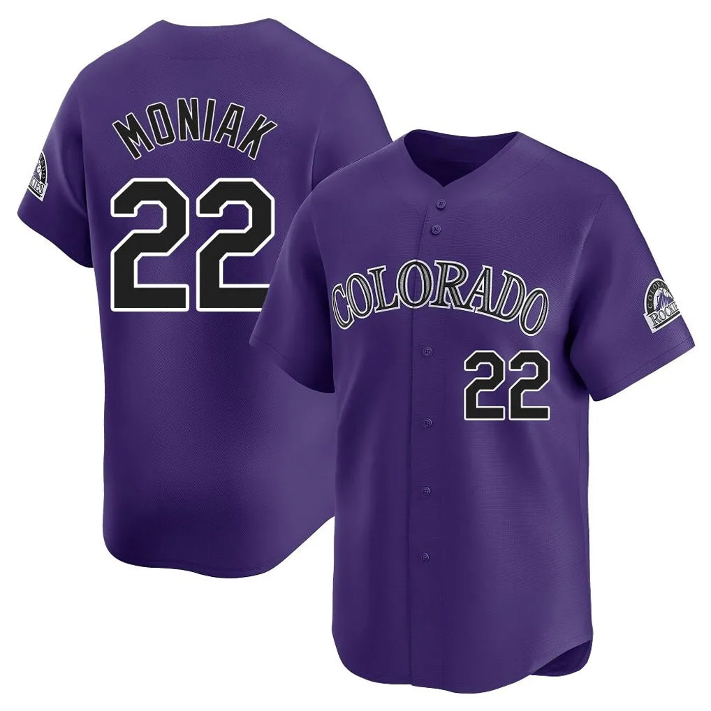 Johmsee C.Rockies #22 Mickey Moniak Player Purple Limited Home Stitched Jerseys