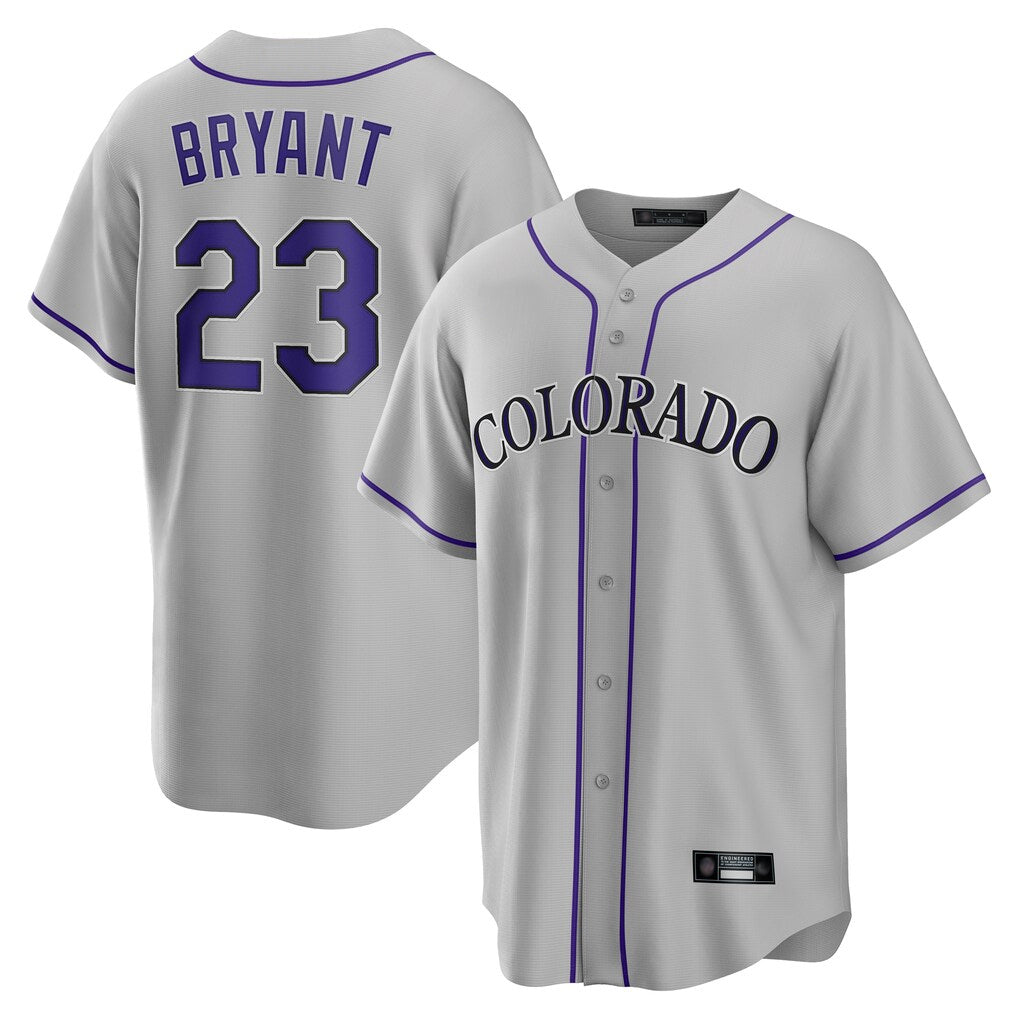Johmsee C.Rockies #23 Kris Bryant Player Gray Game Home Stitched Jerseys