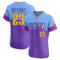 Johmsee C.Rockies #23 Kris Bryant Player Purple-Light Blue City Connect Limited Elite Home T-shirt Stitched Jerseys