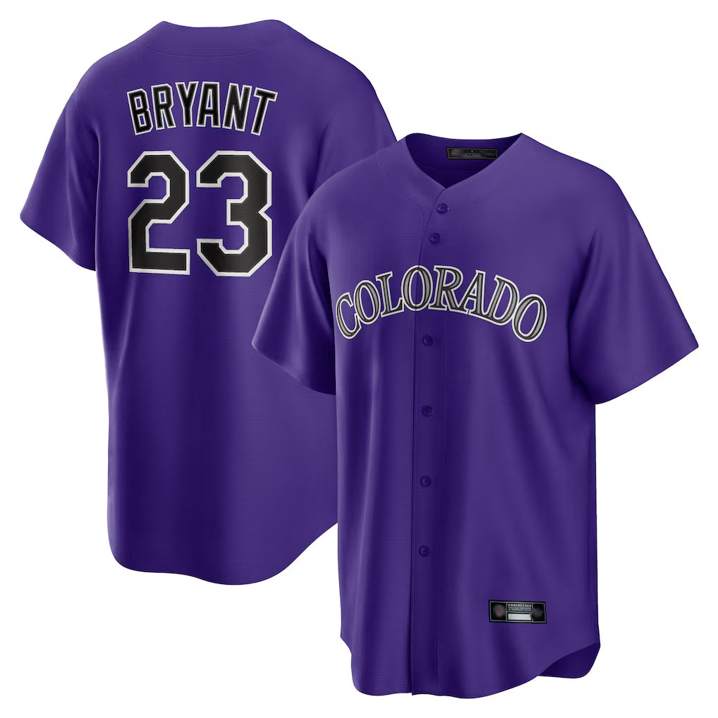 Johmsee C.Rockies #23 Kris Bryant Player Purple Game Home Stitched Jerseys