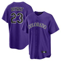 Johmsee C.Rockies #23 Kris Bryant Player Purple Game Home Stitched Jerseys