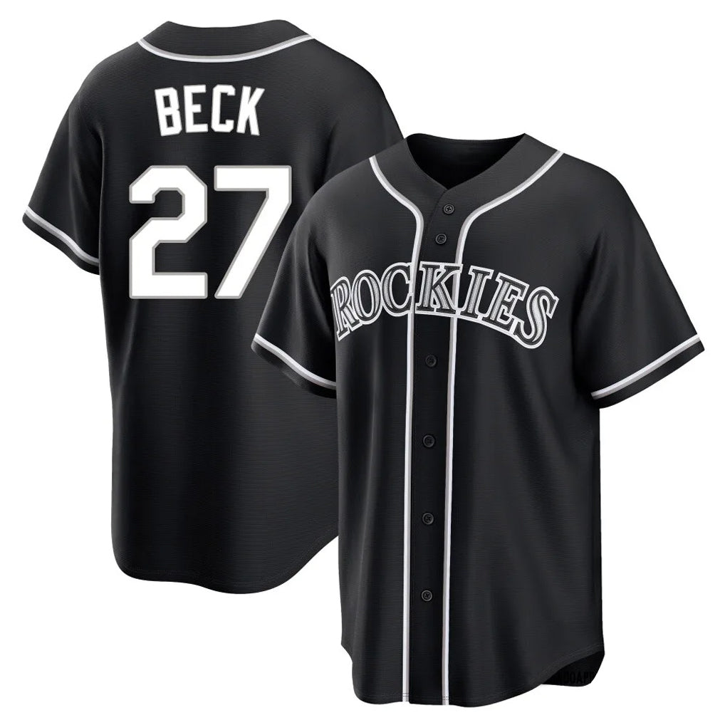 Johmsee C.Rockies #27 Jordan Beck Player Black Fashion Out Home Game Stitched Jerseys