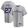 Johmsee C.Rockies #27 Jordan Beck Player Gray Game Home Stitched Jerseys