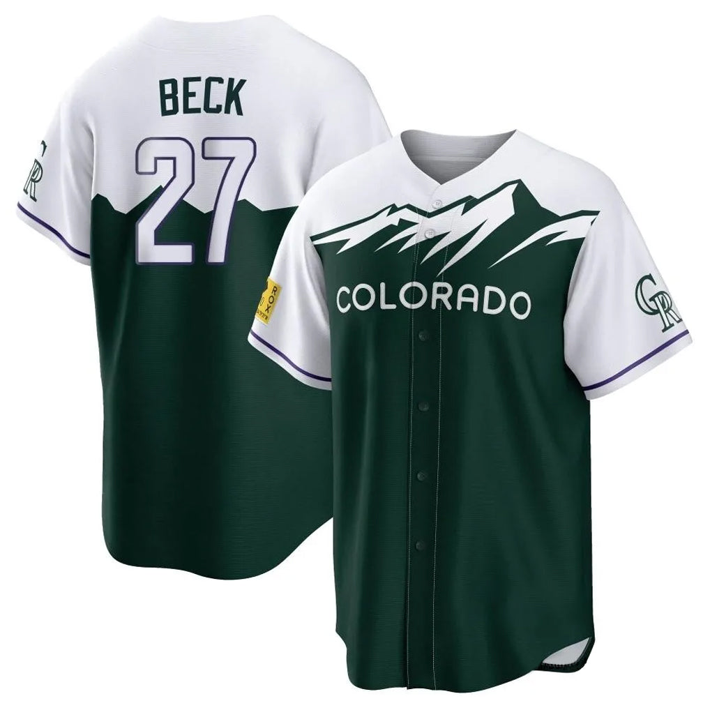 Johmsee C.Rockies #27 Jordan Beck Player Green City Connect Home Game Stitched Jerseys