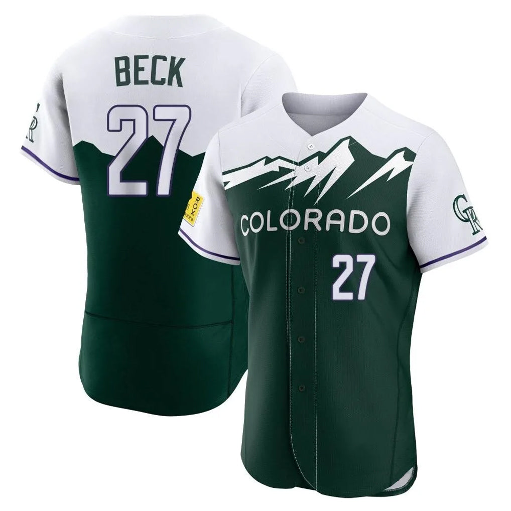 Johmsee C.Rockies #27 Jordan Beck Player Green City Connect Limited Elite Home Stitched Jerseys