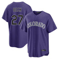 Johmsee C.Rockies #27 Jordan Beck Player Purple Game Home Stitched Jerseys