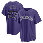 Johmsee C.Rockies #27 Jordan Beck Player Purple Game Home Stitched Jerseys