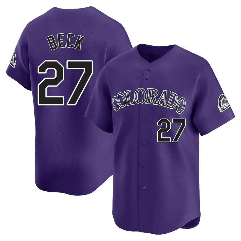 Johmsee C.Rockies #27 Jordan Beck Player Purple Limited Home Stitched Jerseys