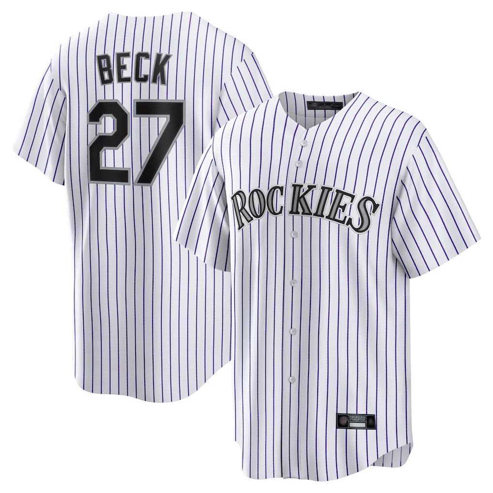 Johmsee C.Rockies #27 Jordan Beck Player White Game Home Stitched Jerseys