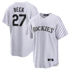 Johmsee C.Rockies #27 Jordan Beck Player White Game Home Stitched Jerseys