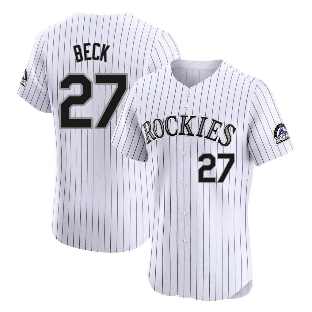 Johmsee C.Rockies #27 Jordan Beck Player White Limited Elite Home Stitched Jerseys