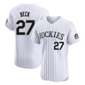 Johmsee C.Rockies #27 Jordan Beck Player White Limited Elite Home Stitched Jerseys