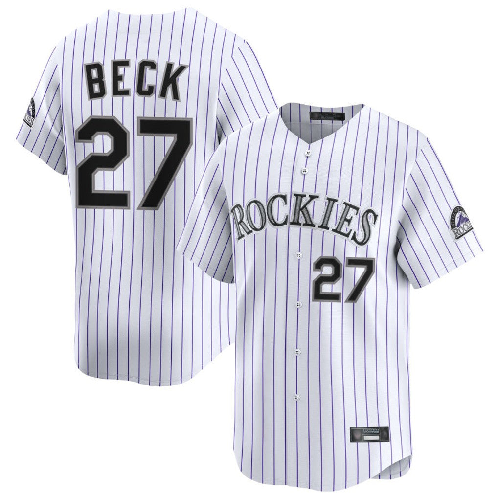 Johmsee C.Rockies #27 Jordan Beck Player White Limited Home Stitched Jerseys