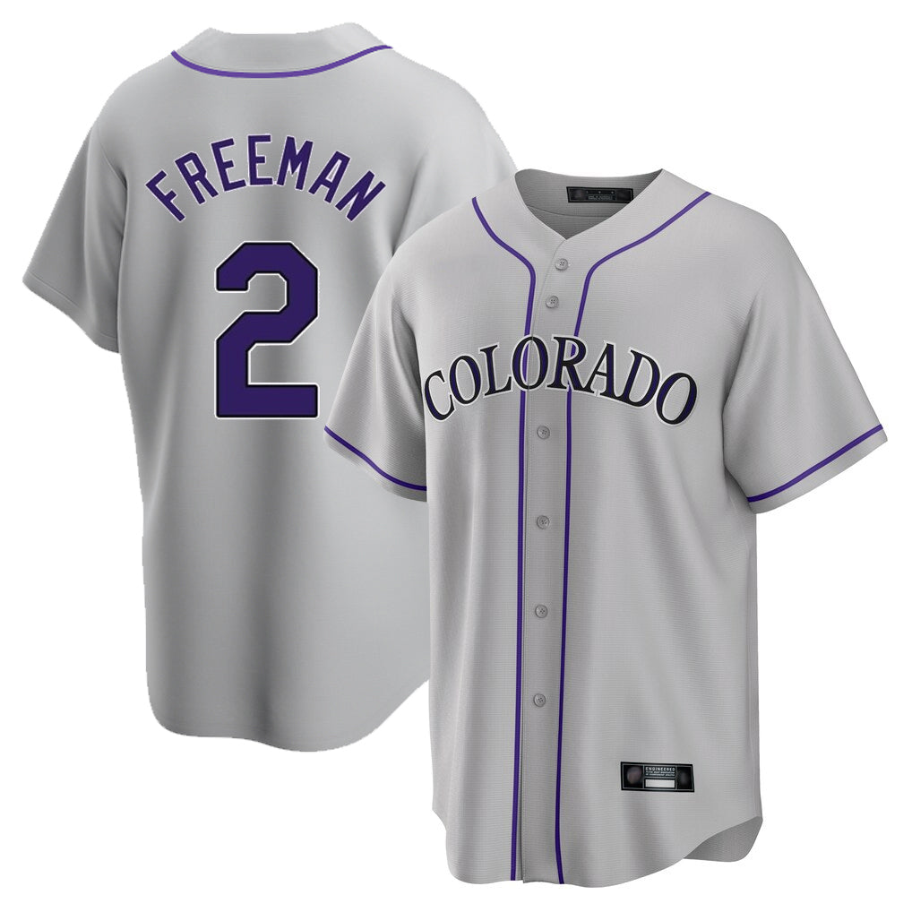Johmsee C.Rockies #2 Tyler Freeman Player Gray Game Home Stitched Jerseys