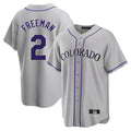 Johmsee C.Rockies #2 Tyler Freeman Player Gray Game Home Stitched Jerseys