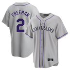 Johmsee C.Rockies #2 Tyler Freeman Player Gray Game Home Stitched Jerseys