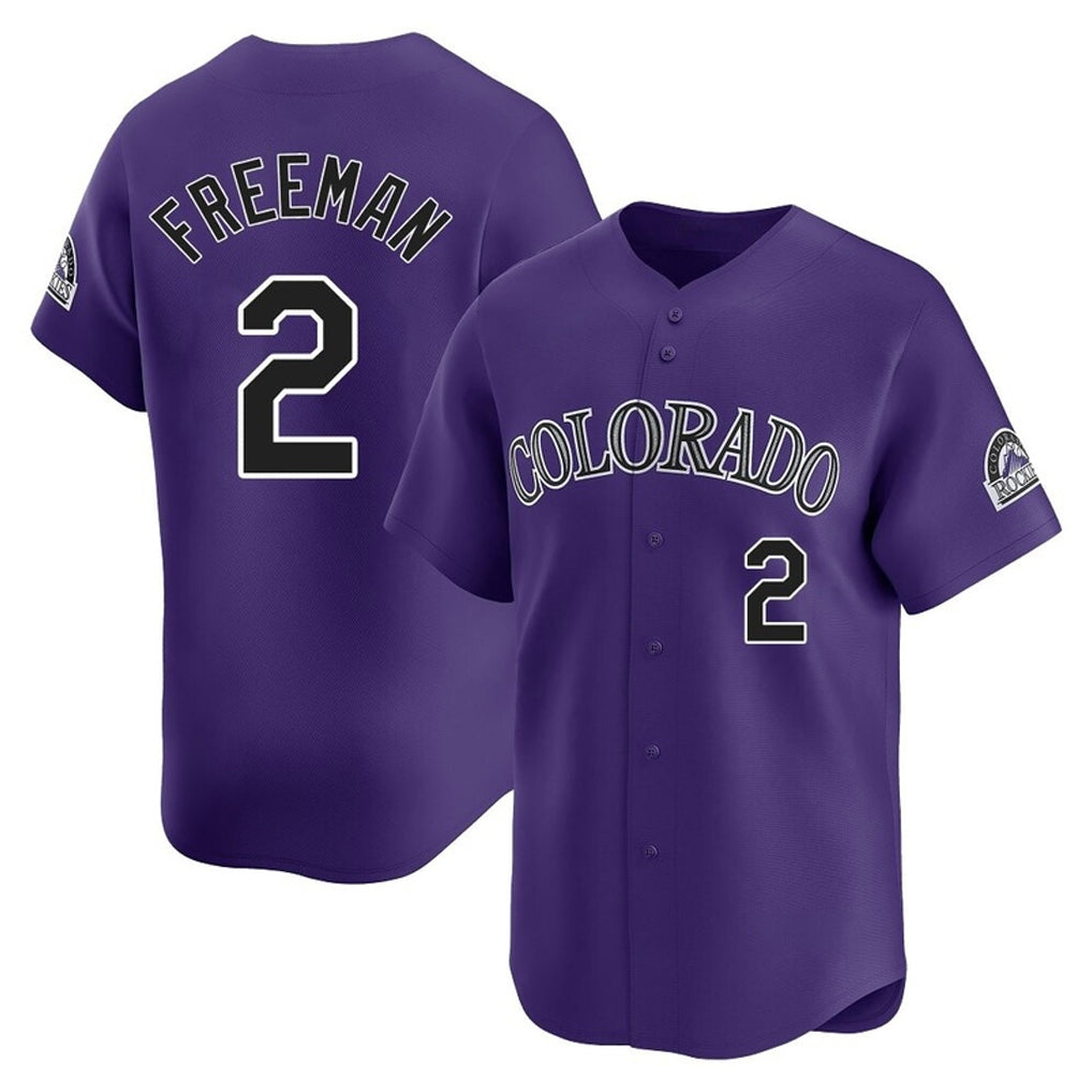 Johmsee C.Rockies #2 Tyler Freeman Player Purple Limited Home Stitched Jerseys