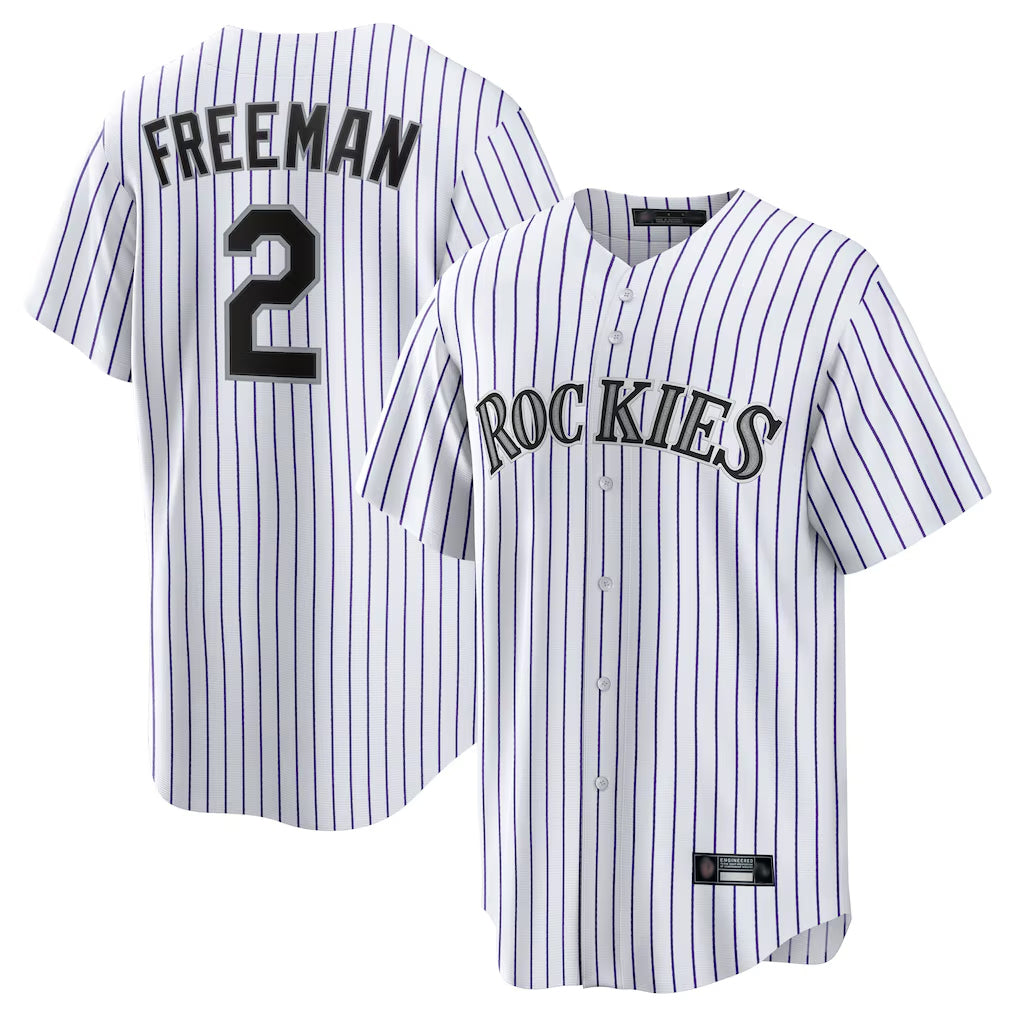 Johmsee C.Rockies #2 Tyler Freeman Player White Game Home Stitched Jerseys