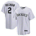 Johmsee C.Rockies #2 Tyler Freeman Player White Game Home Stitched Jerseys