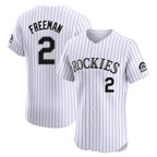 Johmsee C.Rockies #2 Tyler Freeman Player White Limited Elite Home Stitched Jerseys
