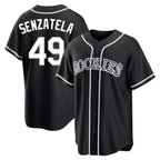 Johmsee C.Rockies #49 Antonio Senzatela Player Black Fashion Out Home Game Stitched Jerseys