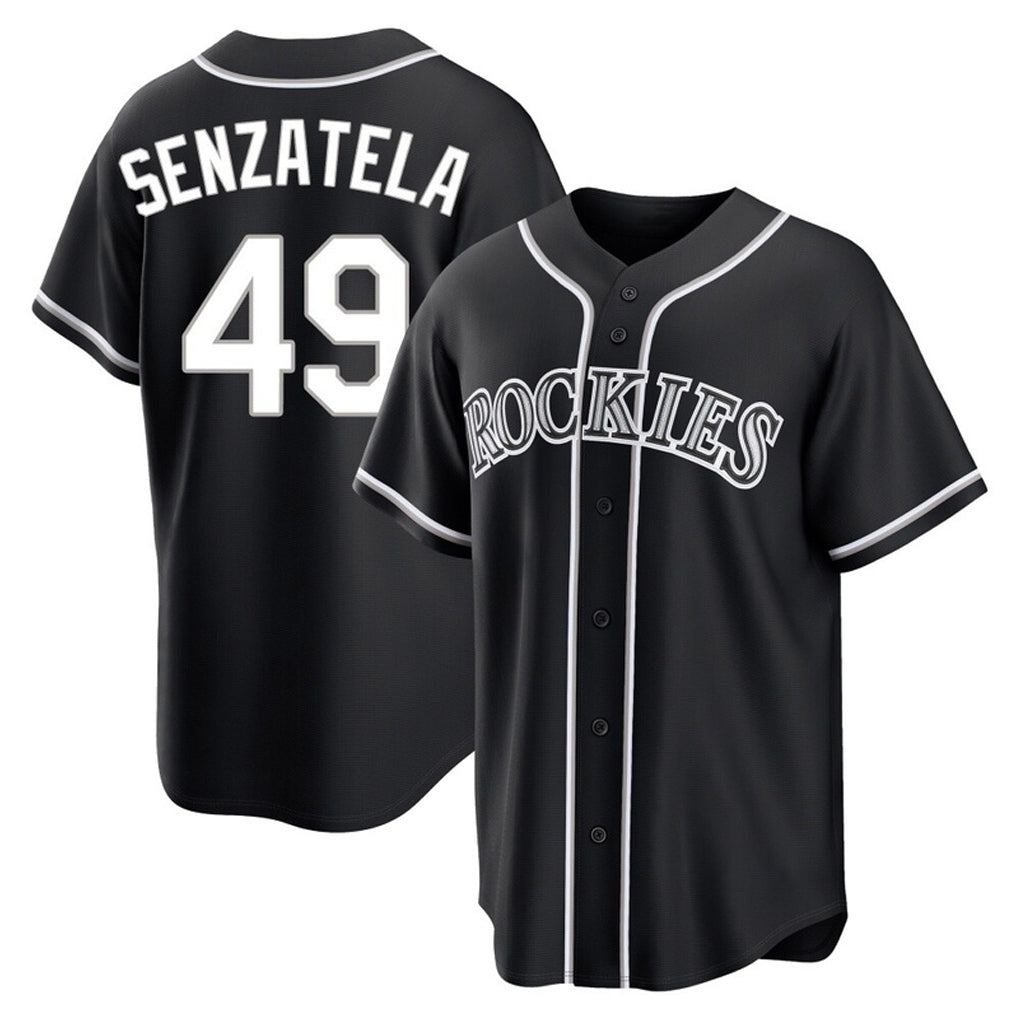 Johmsee C.Rockies #49 Antonio Senzatela Player Black Fashion Out Home Game Stitched Jerseys