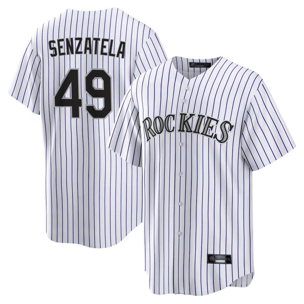 Johmsee C.Rockies #49 Antonio Senzatela Player White Game Home Stitched Jerseys