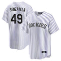 Johmsee C.Rockies #49 Antonio Senzatela Player White Game Home Stitched Jerseys