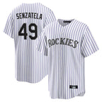 Johmsee C.Rockies #49 Antonio Senzatela Player White Game Home Stitched Jerseys