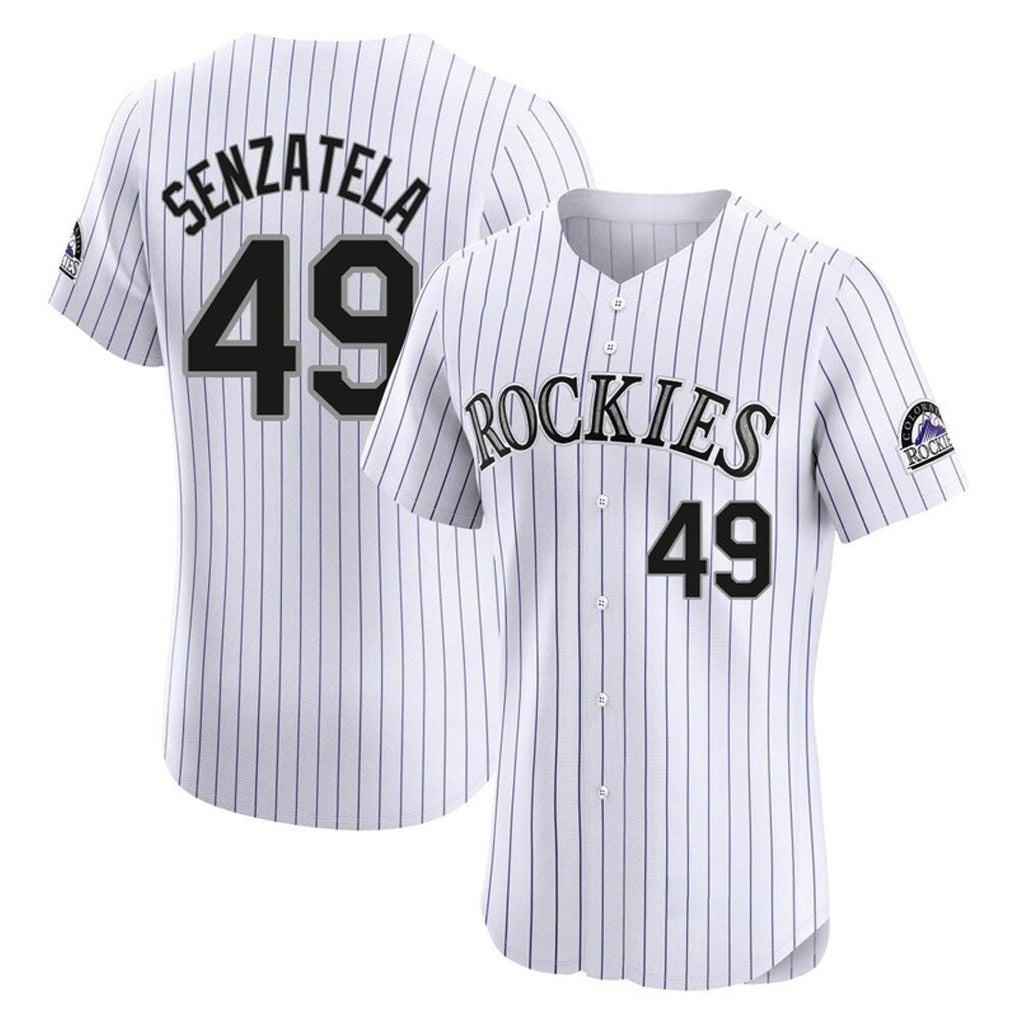 Johmsee C.Rockies #49 Antonio Senzatela Player White Limited Elite Home Stitched Jerseys