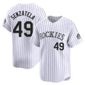 Johmsee C.Rockies #49 Antonio Senzatela Player White Limited Home Stitched Jerseys