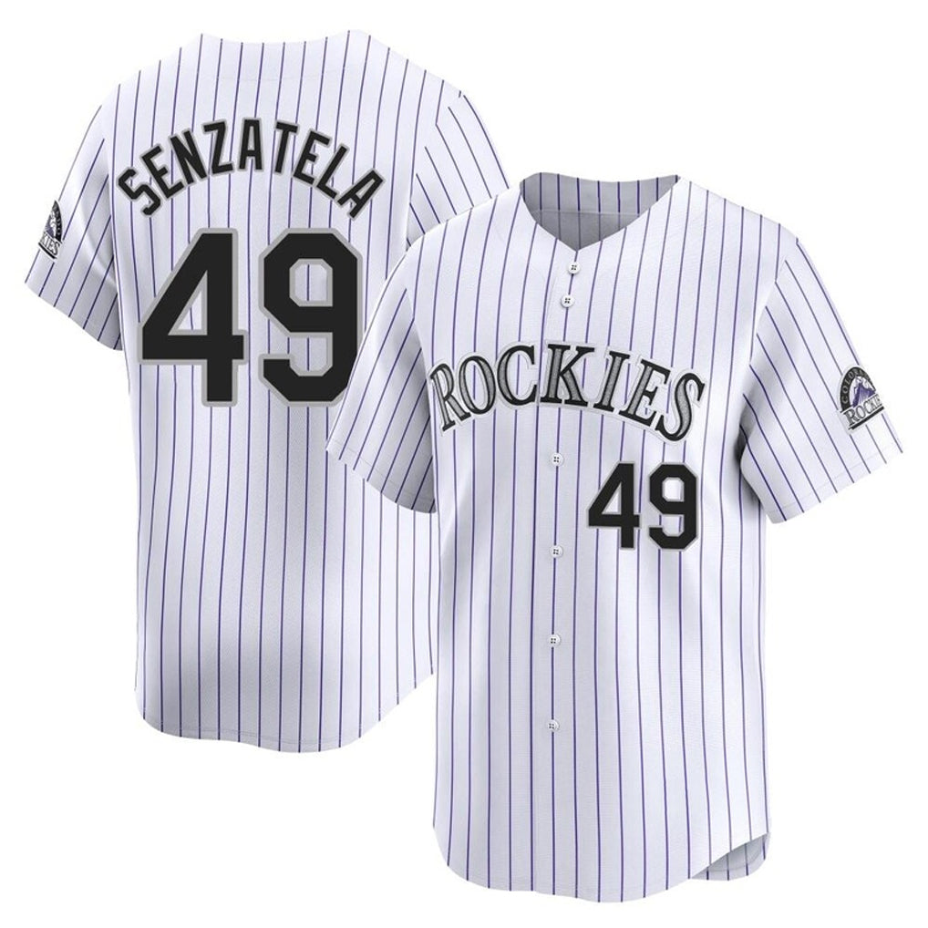 Johmsee C.Rockies #49 Antonio Senzatela Player White Limited Home Stitched Jerseys