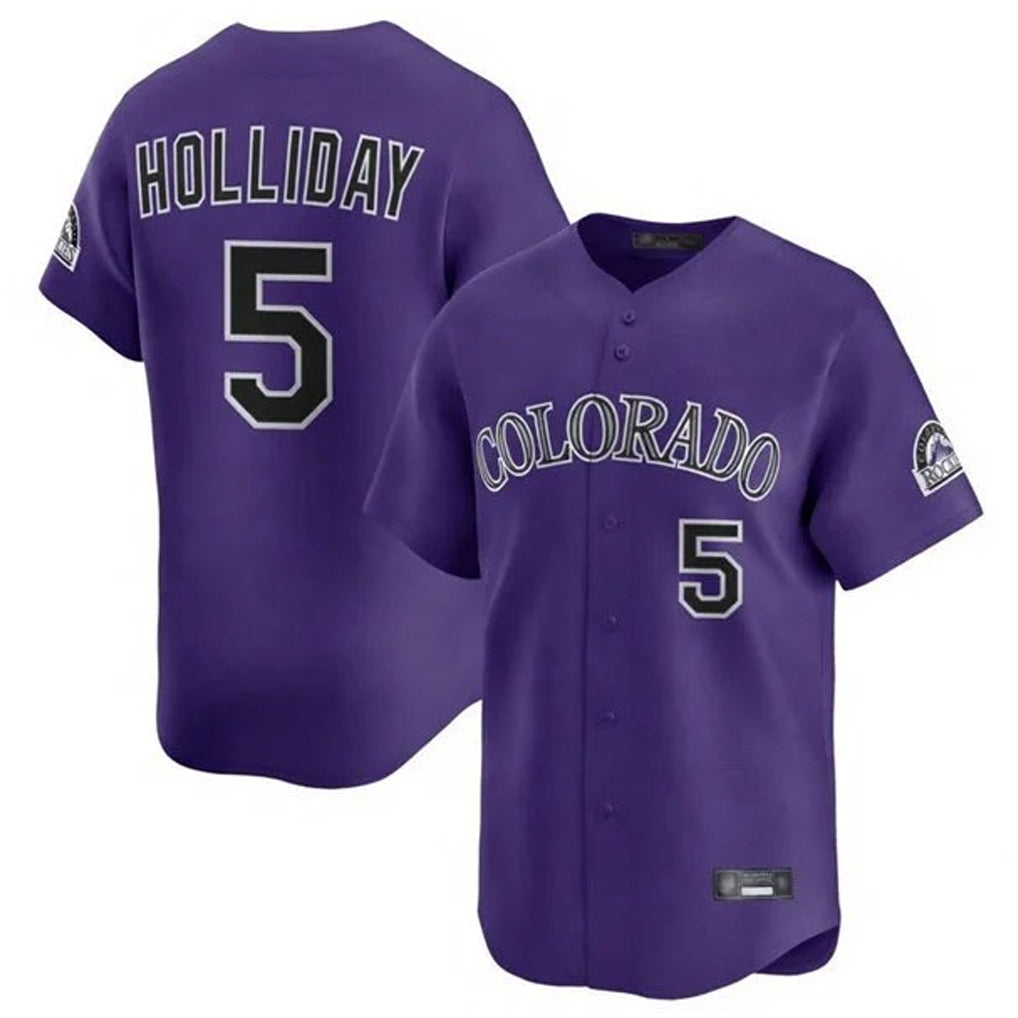 Johmsee C.Rockies #5 Matt Holliday Player Purple Limited Home Stitched Jerseys