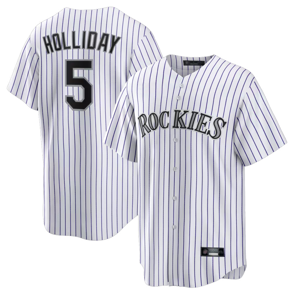 Johmsee C.Rockies #5 Matt Holliday Player White Game Home Stitched Jerseys
