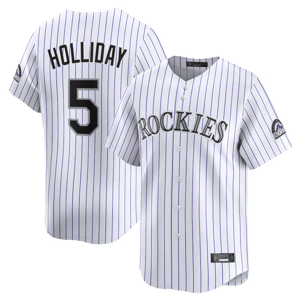 Johmsee C.Rockies #5 Matt Holliday Player White Limited Home Stitched Jerseys