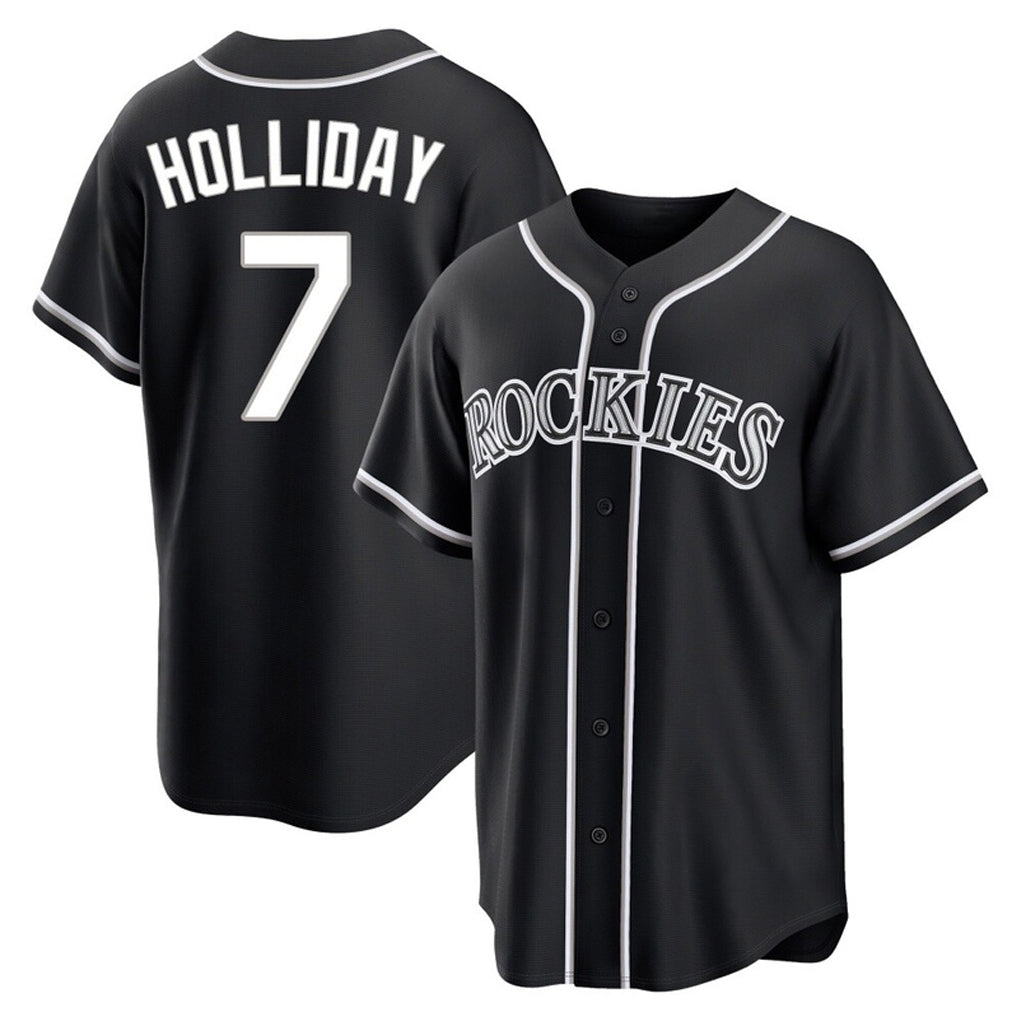 Johmsee C.Rockies #7 Matt Holliday Player Black Fashion Out Home Game Stitched Jerseys