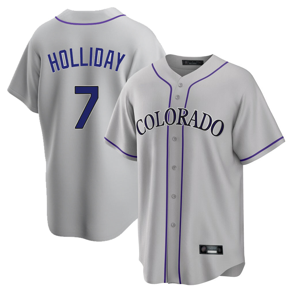 Johmsee C.Rockies #7 Matt Holliday Player Gray Game Home Stitched Jerseys