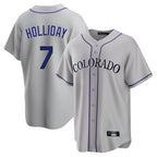 Johmsee C.Rockies #7 Matt Holliday Player Gray Game Home Stitched Jerseys